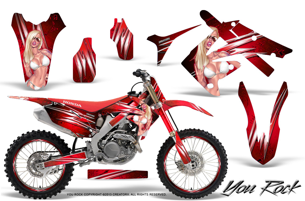 Honda CRF250 10-12 CRF450 09-12 Graphics Kit You Rock Red RB NP Rims